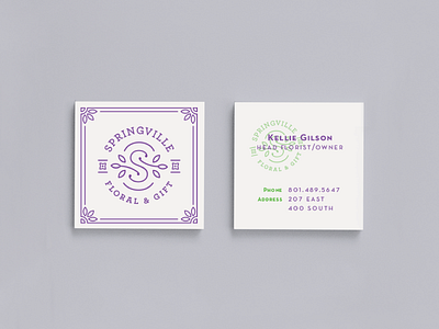 Springville Floral Business Cards archer business cards floral florist identity logo springville square cards utah