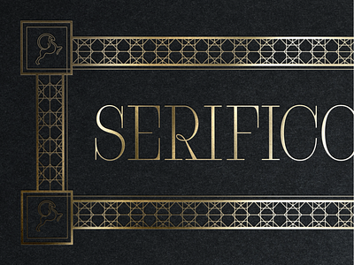 Serifico Typeface Poster art deco black border fontlines gold impala pattern poster serifico stotion typography