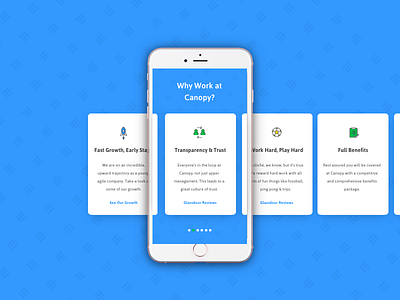 Canopy Mobile Careers Page canopy cards company site icons mobile design pattern ui ux web design