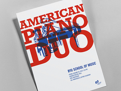 BYU Arts Poster 4: American Piano Duo american blue drawing george washington illustration lady liberty patriot piano poster red rockwell white