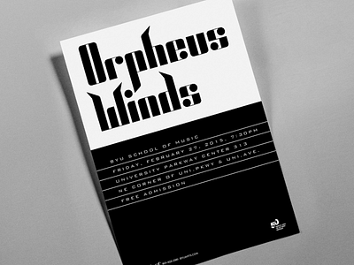 BYU Arts Poster 5: Orpheus Winds black and white greek mythology heaven hell lines music poster