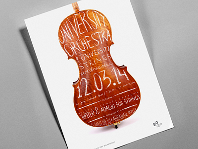 BYU Arts Poster 6: University Orchestra cello handwritten orchestra poster strings white