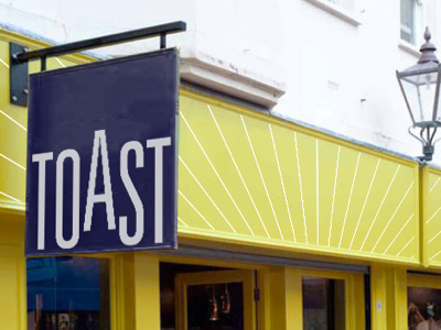 Toast Storefront blue clothing environmental retail signage storefront sunrise toast yellow