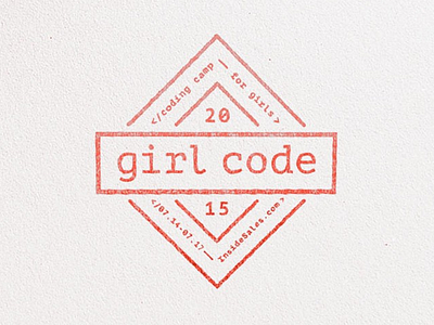 Girl Code Badge badge camp code girl red stamp summer vintage white