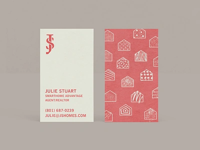 Julie Stuart business cards branding business cards cheetah dots handdrawn home houses monogram patterns real estate zebra