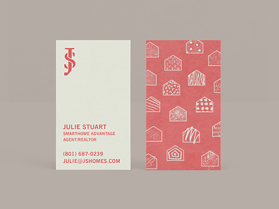 Julie Stuart business cards branding business cards cheetah dots handdrawn home houses monogram patterns real estate zebra