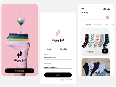 happy feet app design branding design figma figmaafrica figmadesign happy illustration socks ui