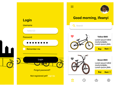 Renty continued app design bicycle figmadesign vector