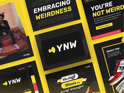 YNW Visual Branding black bold brand branding design graphic design red shoe style visual yellow
