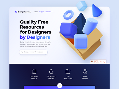 DesignJunction Website UI 3d blue design graphic design product ui white