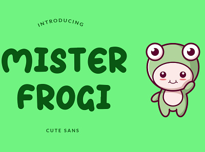 Mister Frogi Display Font brand branding children display font food game hand handwritten lettering logo modern pathfinderstd playful sans serif toys