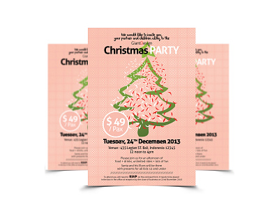 Vintage Christmas Invitation Flyer brochure christmas color deer flayer gift holiday leaflet occasion snow tree vintage