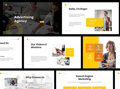 Advertising Agency Powerpoint Presentation advert advertising agency analysis creative digital director googleslides keynote marketing media minimal powerpoint presentation promotion proposal social