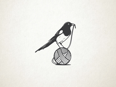 magpie adobe illustrator animals bird black white digital illustration hand drawn illustration magpie wacom intuos