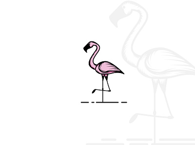 flamingo adobe illustrator animal animals bird design flamingo hand drawn illustration logo vector vintage wacom intuos