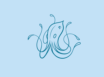 clever guy adobe illustrator animal animals design hand drawn logo mascot minimalistic ocean octopus sea vector wacom intuos