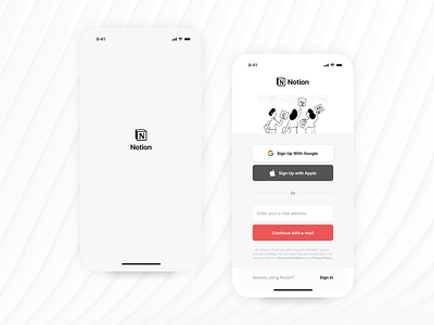 001 - Sign Up app design form minimal mobile notes notion register sign in sign up ui ux