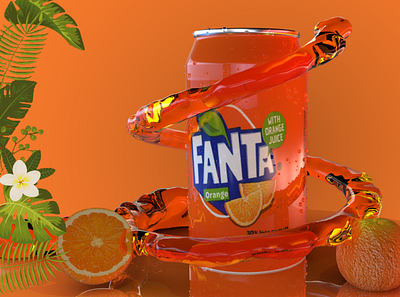 fanta orange c4d photoshop realflow