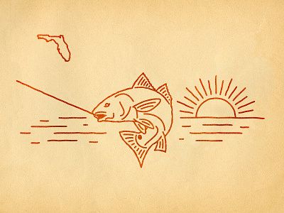Redfish drawing fish florida illustration