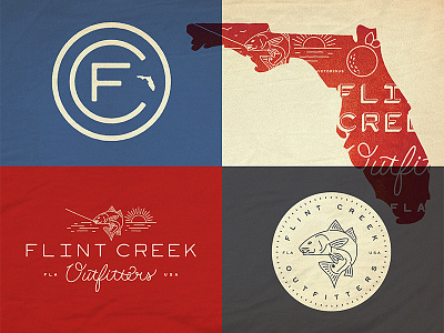 Flint Creek Outfitters design illustration lettering monogram type