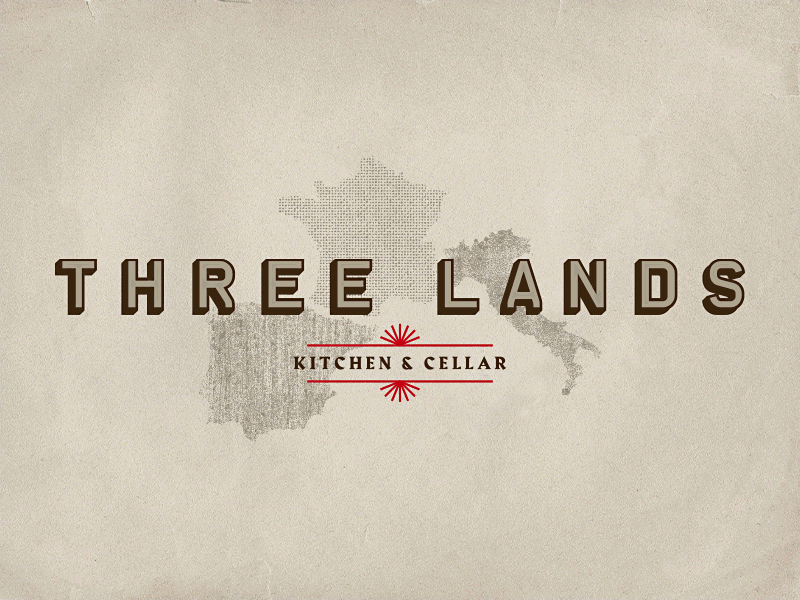 Three Lands branding identity illustration lands logo map menu old three