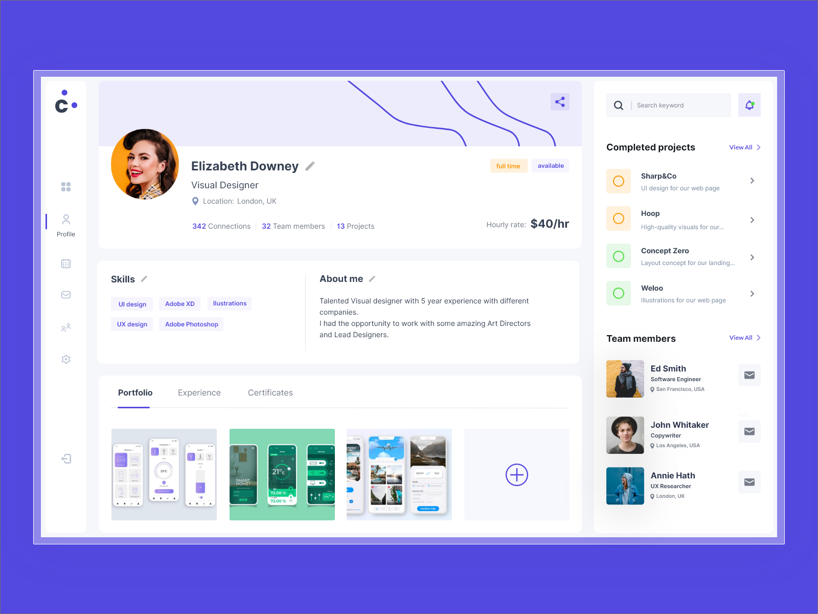 Profile UI by Lejla Kratina on Dribbble