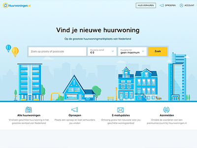 Web illustrations for a dutch rental marketplace. building homepage house houses icons illustration realestate rental webdesign webillustration