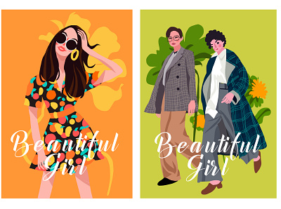 时尚girl banner branding illustration ux web 平面 时尚