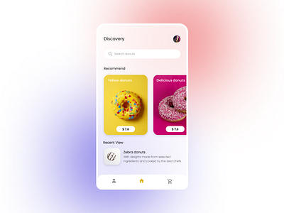 Donuts app app design mobile mobile ui typography ux