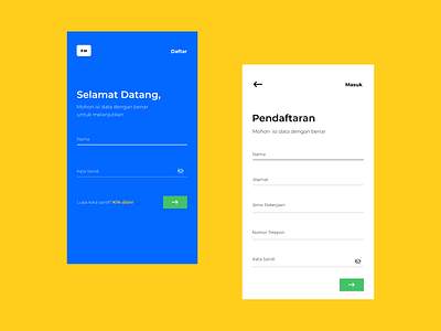 Mobile design : Login & Register flat login mobile register typography ui