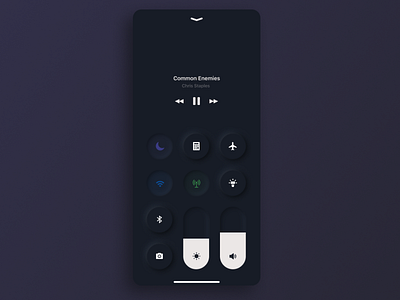 IOS Control Center - Neumorphism Concept apple concept control center dark dark mode ios mobile neumorphism new purple skeumorphism trend ui design uxui