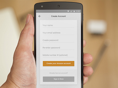 Create Account Screen  Amazon S Redesign App Concept