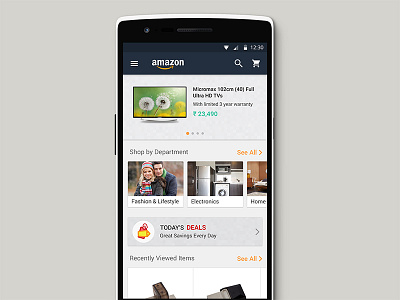 Amazon Android App Design Concept amazon amazon android l design amazon android lolipop design ecommerce andriod app ecommerce app shopping app