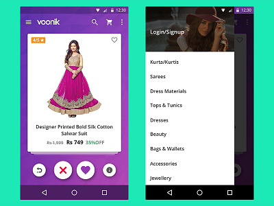 Voonik App Redesign Concept android app ecommerce app fashion app material deisgn app shopping app voonik android app