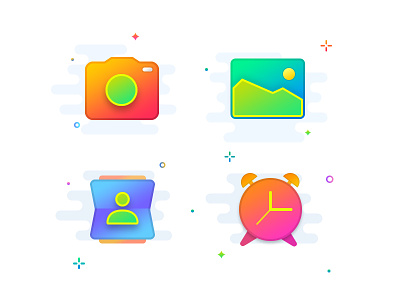 Angular Gradient Icons alarm clock icon angular gradient icons camera icon contact icon fill icons gallery icon glow icons gradient gradient icons icon iconography icons neon icons trending icons