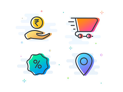 Icons Set 4 angular gradient icons cart icon color icons colored icons gradient gradient icons gradients icon icons location icon money icon neon gradient icons offers icon