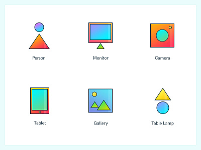 Icon Set 6 angular gradient icons camera camera icon gallery gallery icon gradient gradient icon gradient icon set gradient icons icon icons monitor monitor icon person person icon table lamp table lamp icon tablet tablet icon