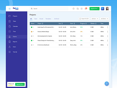 ProProfs Design Concept analytics dashboard full screen dashboard landing page overview project dashboard