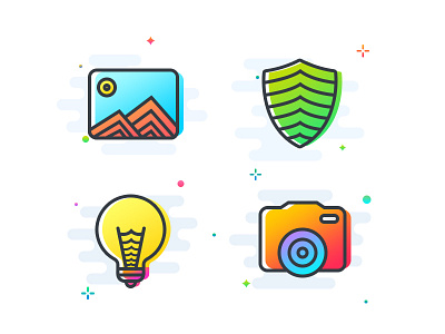 Colored Icons 7 angular gradient icons bulb icon camera camera icon gallery gallery icon gradient icon gradient icons icon icons idea icon shield shield icon