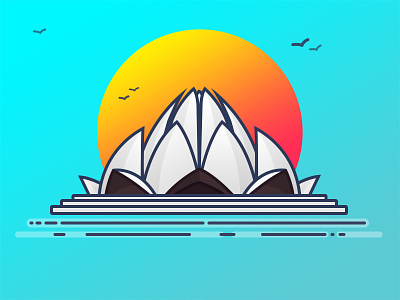 Lotus Temple of Delhi delhi delhi lotus temple illustration indian architecture indian historical architecture indian historical monument indian lotus temple indian monument monument monument illustration