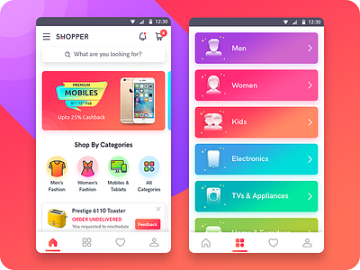 Next Gen Shopping Exprience Shot android app angular gradient ecommerce gradient indian shopping app next gen shopping experience shopping android app shopping app