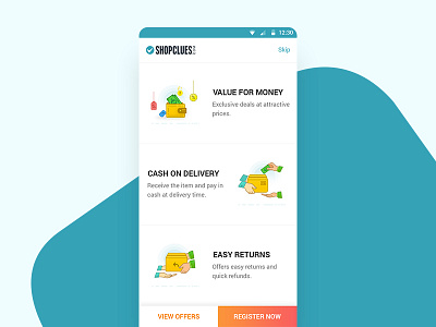 Single Page Walkthrough android app android walkthrough app tour e commerce e commerce explore e commerce walkthrough explore indian e commerce on boarding shopping app walkthrough welcome screen
