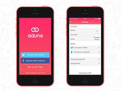 Adune [iOS] Signup + Settings