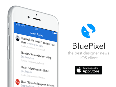 BluePixel - the best iOS Designer News client app blue designer news flat ios ios 7 mobiledn