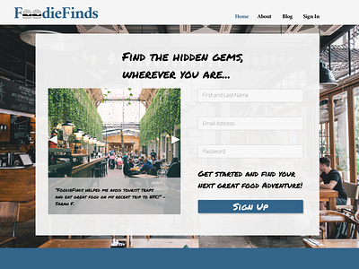 FoodieFinds Landing Page design typography ui web