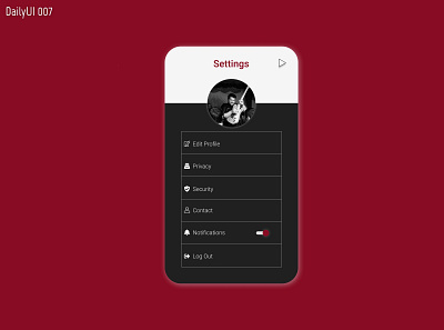 Daily UI 007 - Settings dailyui design settings ui