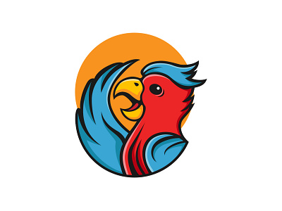 parrot animal animal logo bird blue business color concept design illustration logo logotype mascot mascot logo parrot red vector