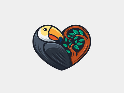 toucan animal animal logo bird color concept design grey illustration logo logotype love mascot toucan vector yellow