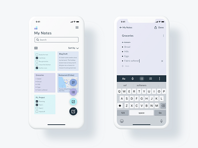 anota - note taking app app dailyui floating action button functionalism icons ios minimal moble note app notes pastels ui ui design
