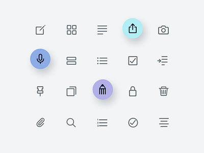 Icon set - note-taking app app dailyui icon set iconography icons minimal moble note taking notes pastels ui